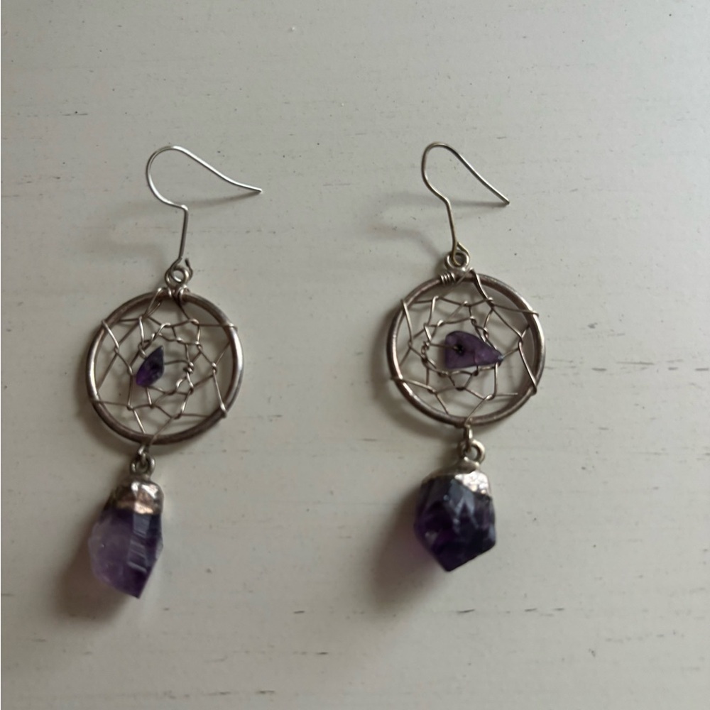 Silver and Amethyst Earrings